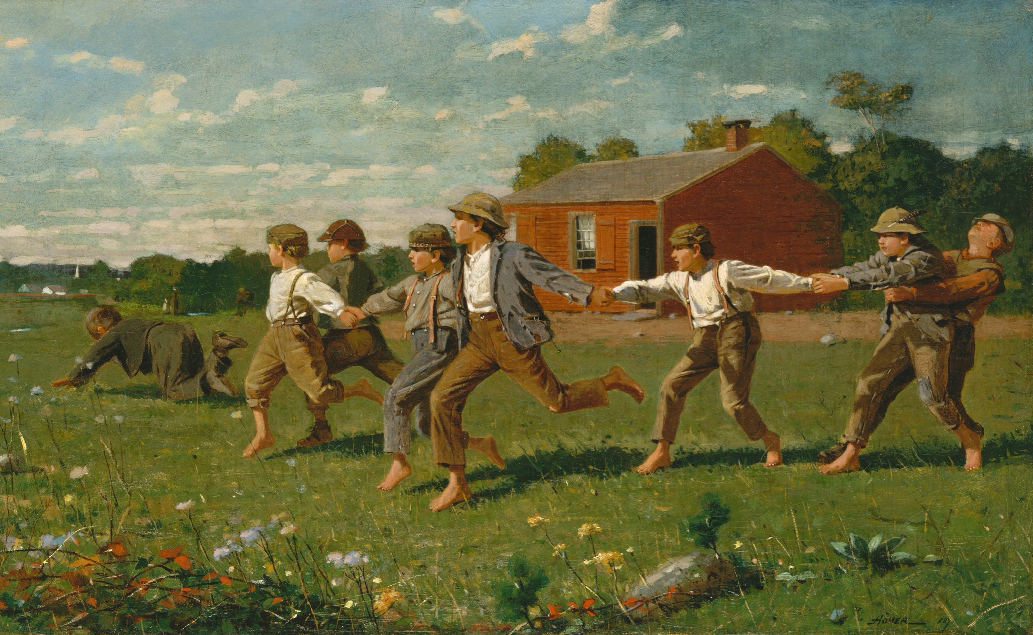 "Snap the Whip." Oil on canvas by Winslow Homer. 1872.