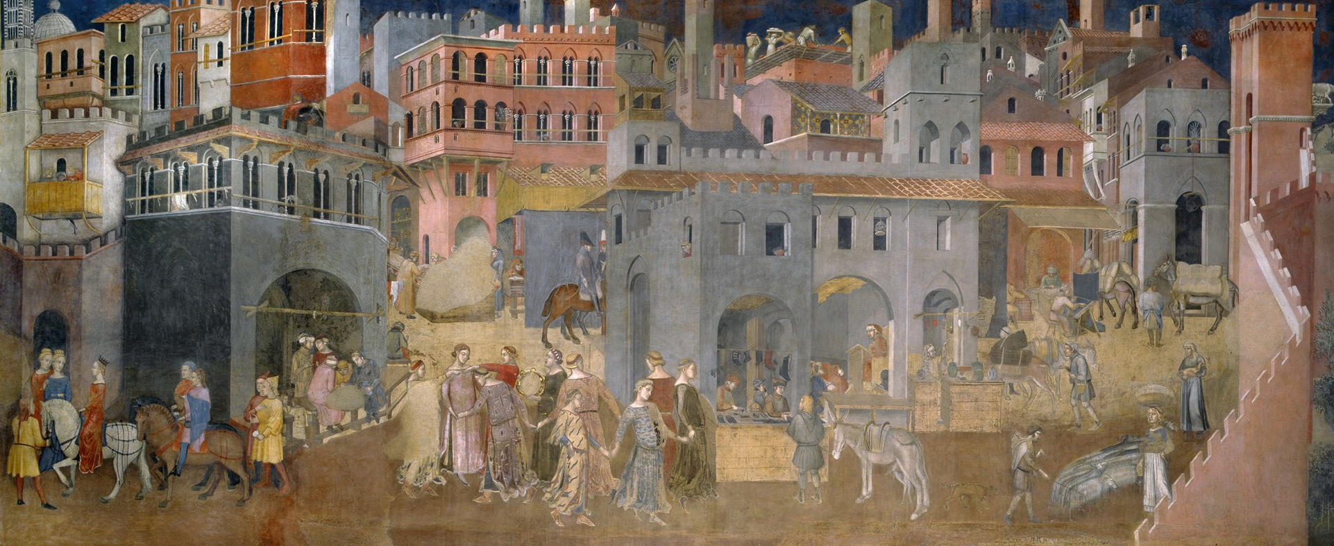 "Effects of Good Government," fresco by Ambrogio Lorenzetti. 1338 - 1339.